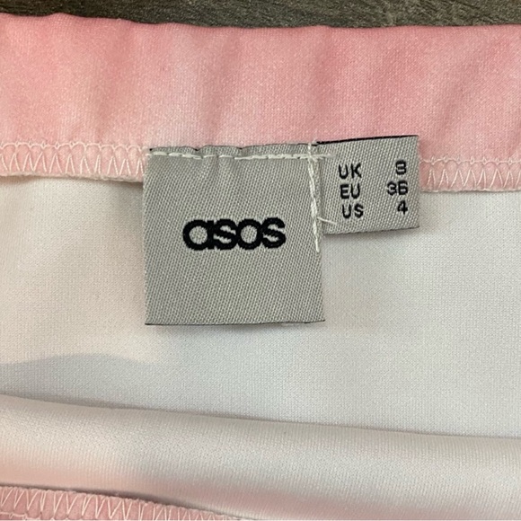 ASOS Peplum Hem Scuba Pencil Skirt In Watercolor Ombré Print - Picture 4 of 6